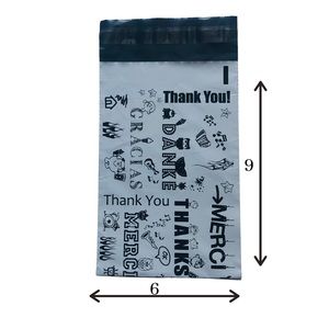 6 X 9 Poly mailers Multiple Languages Thank You ! (20)